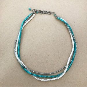 Gem stone 3 layer necklace